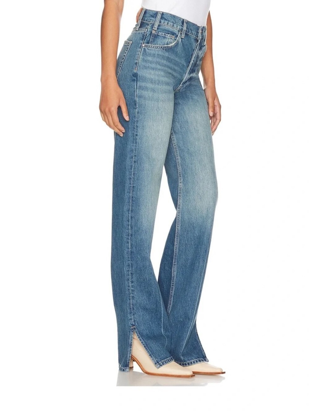 Anine Bing Roy Rigid Cotton Split Hem Jeans in Nordic Blue Size 29 - Picture 3 of 14
